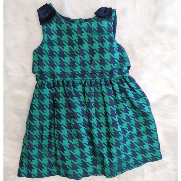 Cat & Jack Other - Cat and Jack Navy Blue and Green Houndstooth Dress Sz 3T